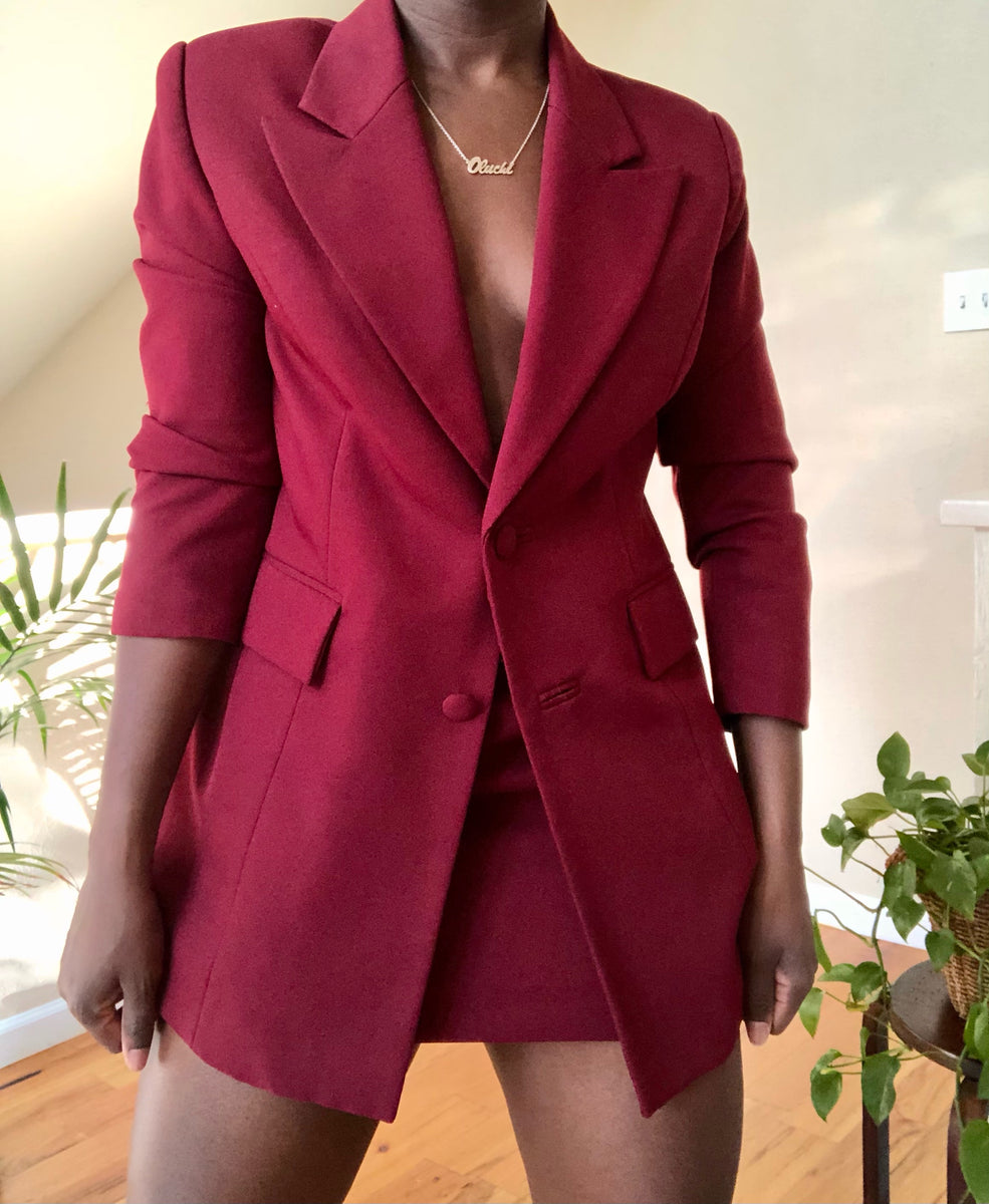 maroon skirt suit OLUCHI VINTAGE