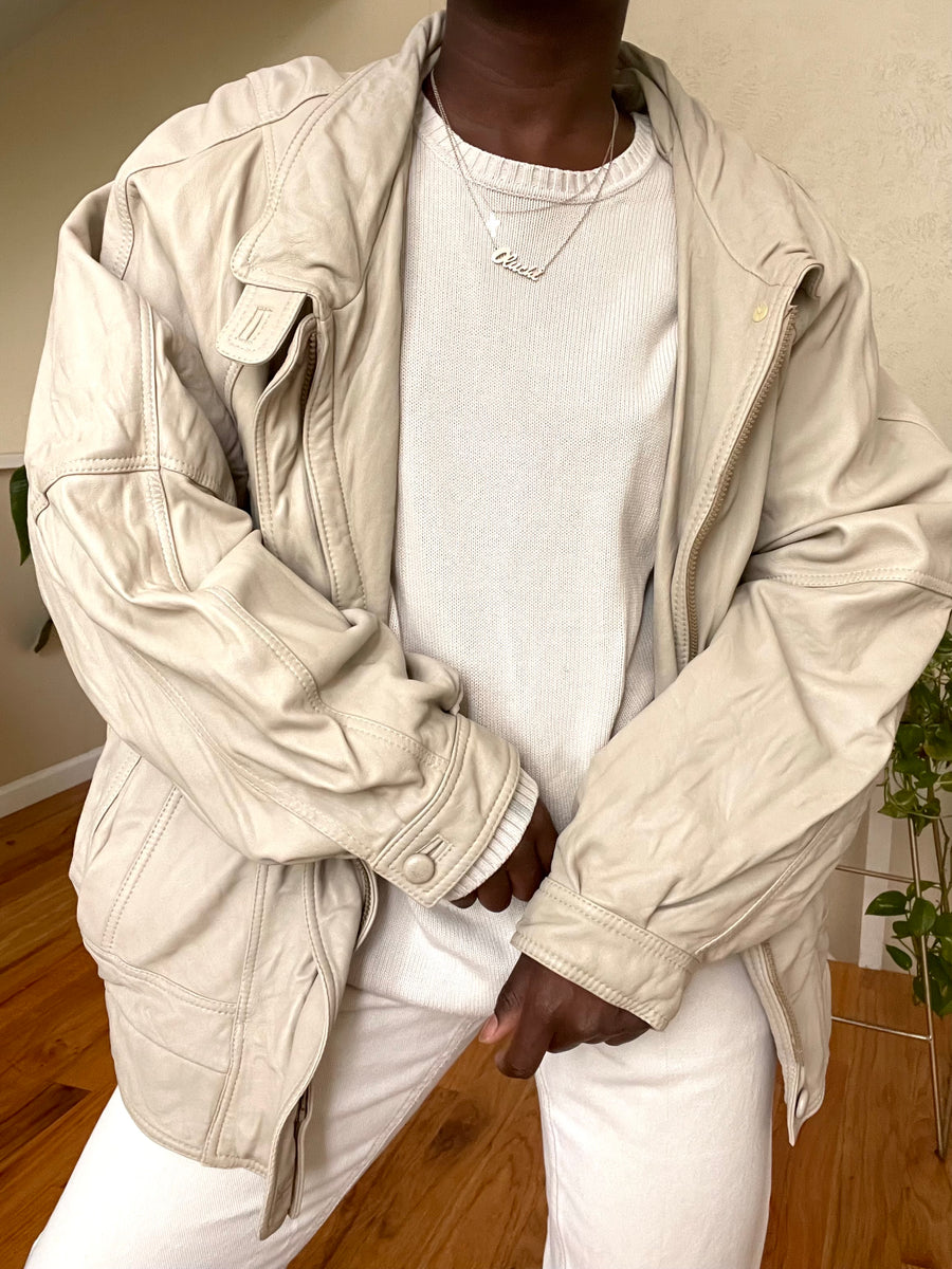 vintage cream bomber jacket OLUCHI VINTAGE