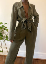Load image into Gallery viewer, olive silk three-piece set
