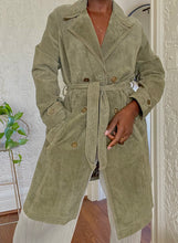 Load image into Gallery viewer, olive suede leather trench
