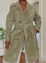 Load image into Gallery viewer, olive suede leather trench
