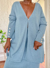 Load image into Gallery viewer, baby blue two-piece knit skirt set
