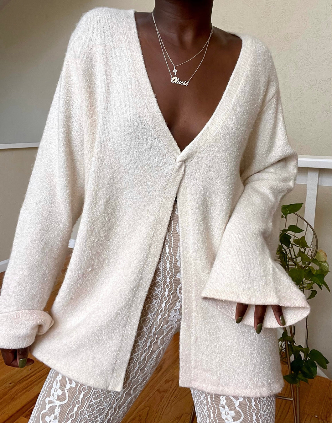 cream textured sweater