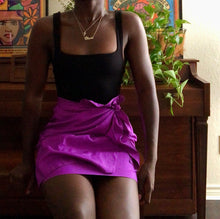 Load image into Gallery viewer, purple silk wrap skirt
