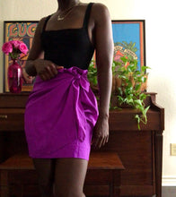 Load image into Gallery viewer, purple silk wrap skirt

