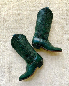 vintage forest green cowboy boots