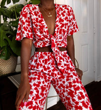 Load image into Gallery viewer, red floral two-piece set
