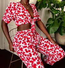 Load image into Gallery viewer, red floral two-piece set
