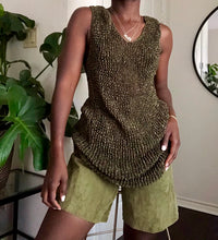 Load image into Gallery viewer, olive mesh knit dress
