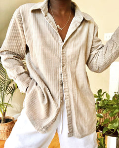 cream wide wale corduroy button up