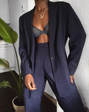 Load image into Gallery viewer, oversized navy pinstripe suit
