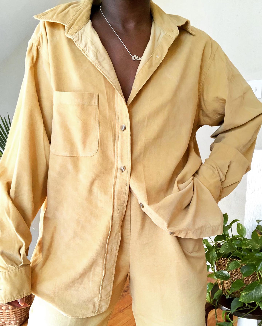goldenrod corduroy button up