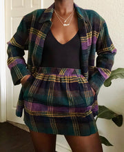 Load image into Gallery viewer, purple plaid two-piece skirt set
