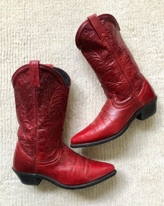 vintage ruby red cowboy boots