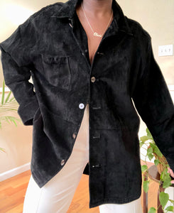 black suede shirt jacket