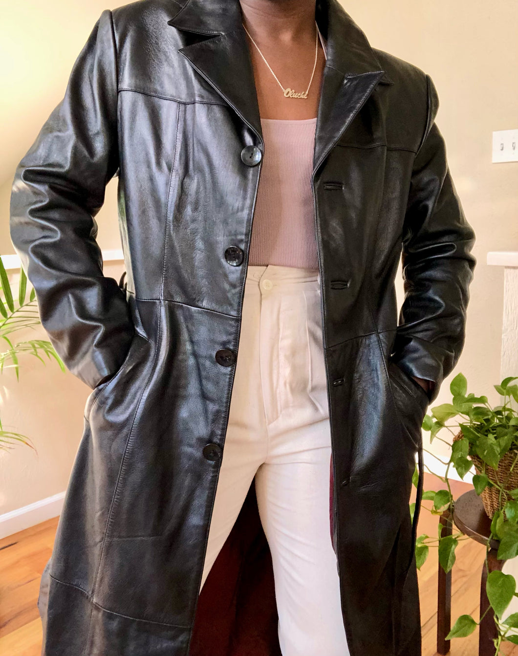 vintage leather trench