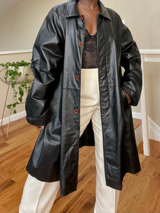 oversized midi leather jacket