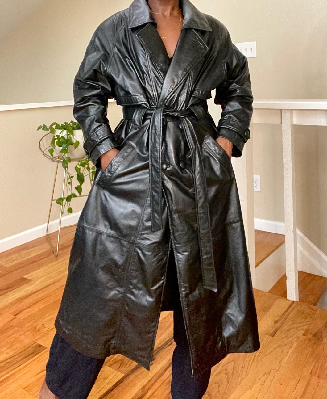 classic leather trench
