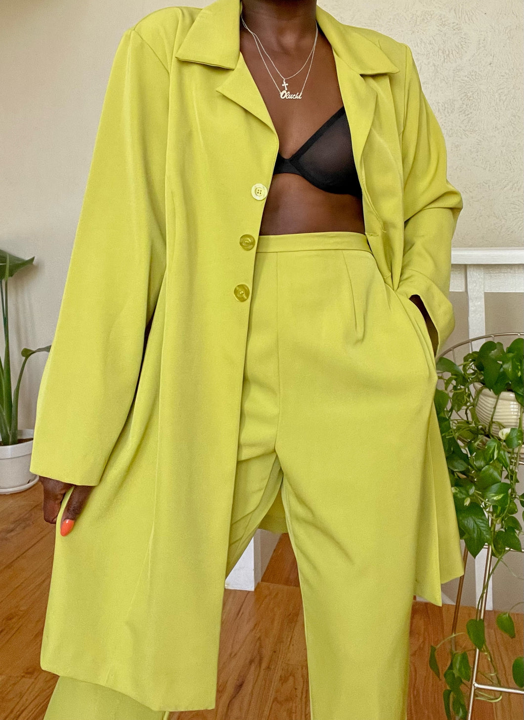 chartreuse two-piece set