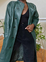 Load image into Gallery viewer, hunter green leather overcoat
