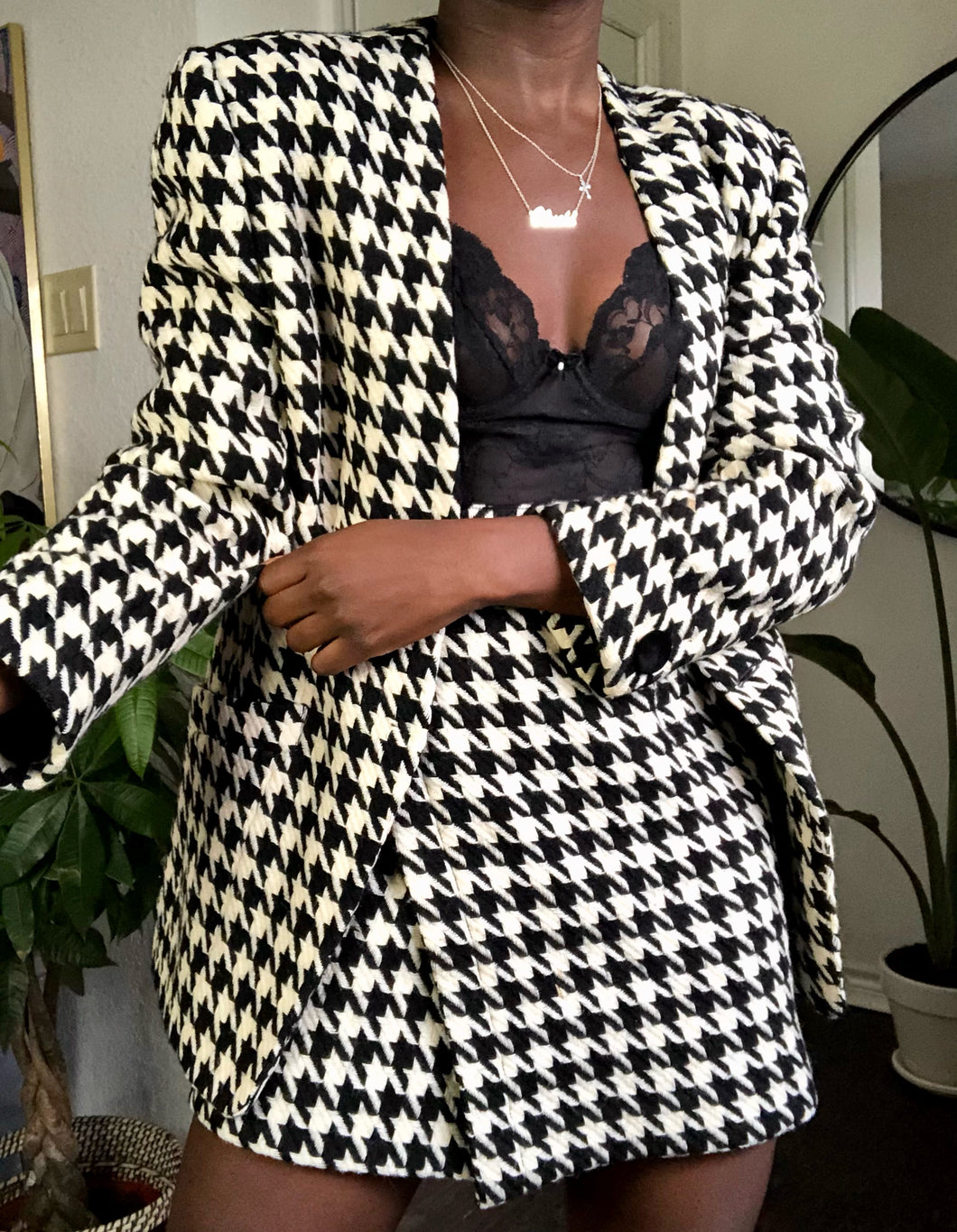 houndstooth skirt suit