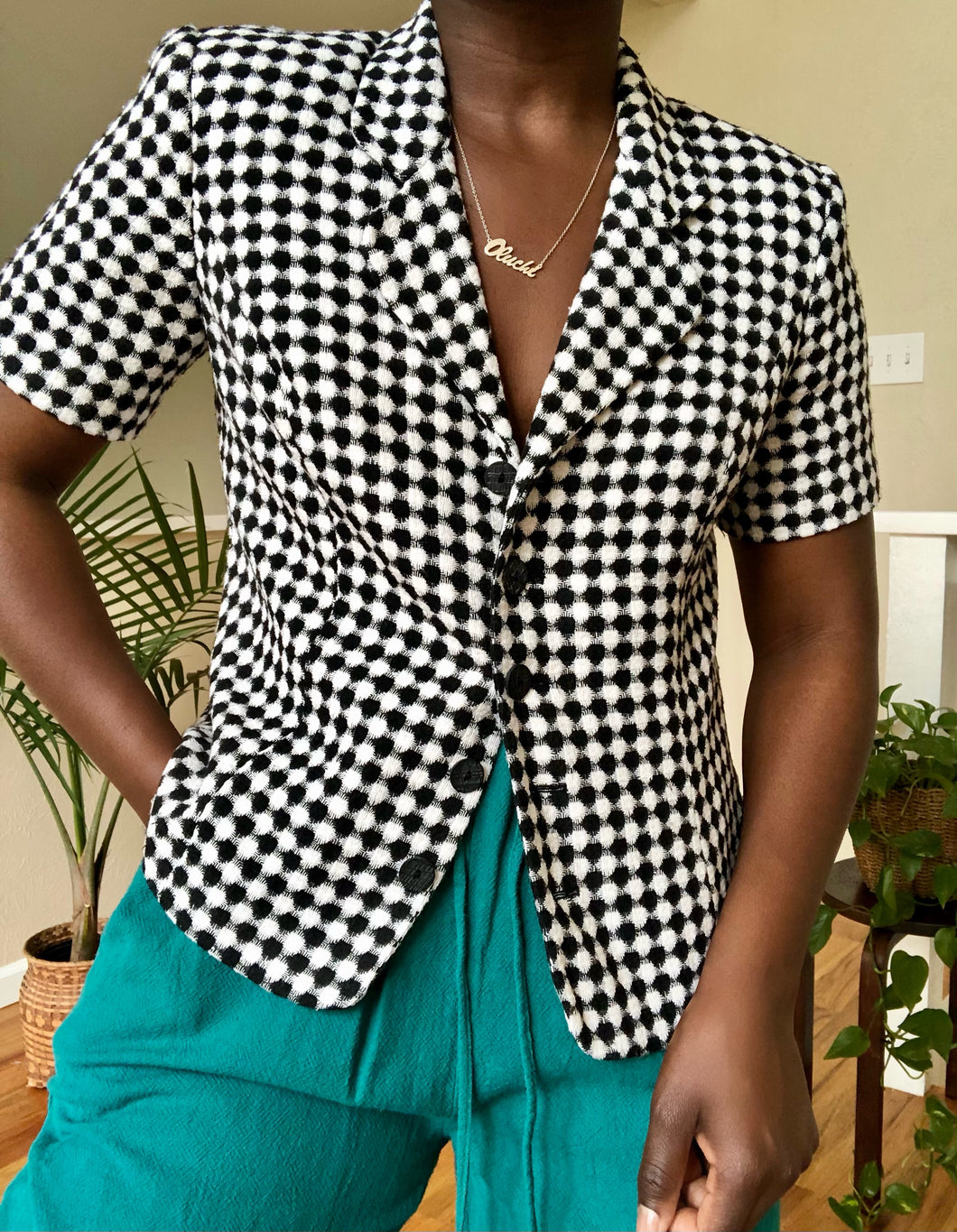 b&w checkered structured top