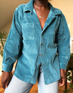 teal wide wale corduroy button up