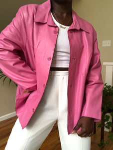 bubblegum pink leather jacket