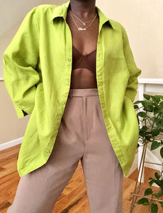 lime linen button up