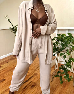 taupe two-piece set