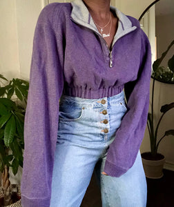purple cropped quarter zip