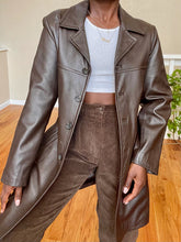 Load image into Gallery viewer, chocolate midi leather jacket
