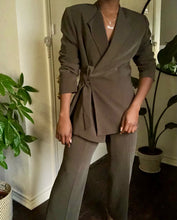 Load image into Gallery viewer, olive front tie pant suit
