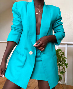 aquamarine skirt suit