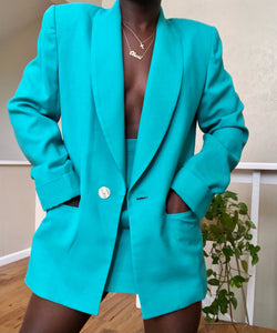 aquamarine skirt suit