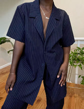 Load image into Gallery viewer, navy pinstriped two-piece set
