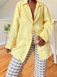 oversized butter linen button up