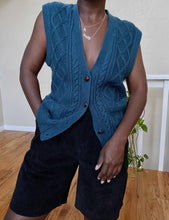 Load image into Gallery viewer, teal chunky knit vest
