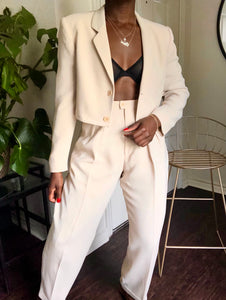 ecru cropped blazer set