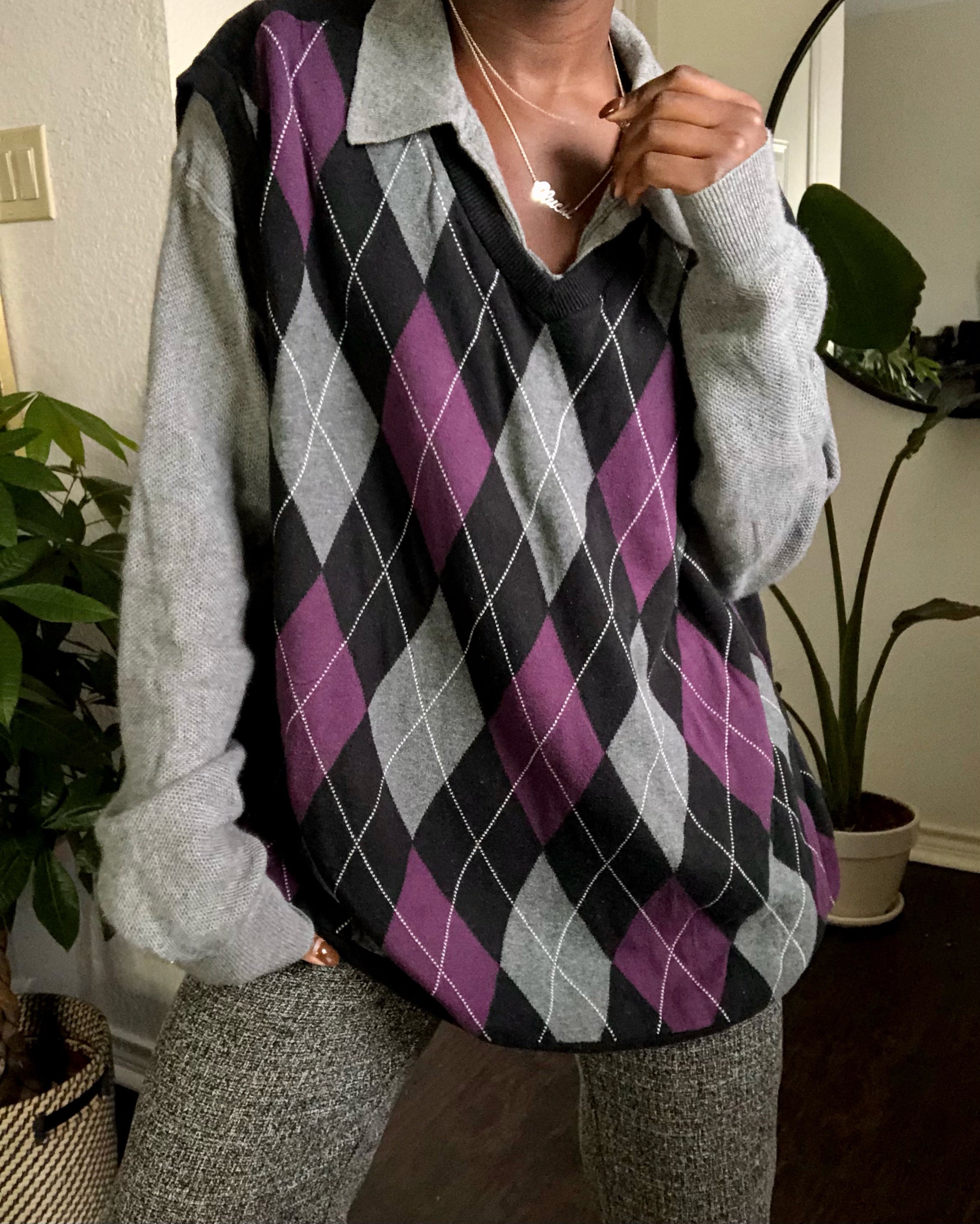 purple argyle sweater vest – OLUCHI VINTAGE