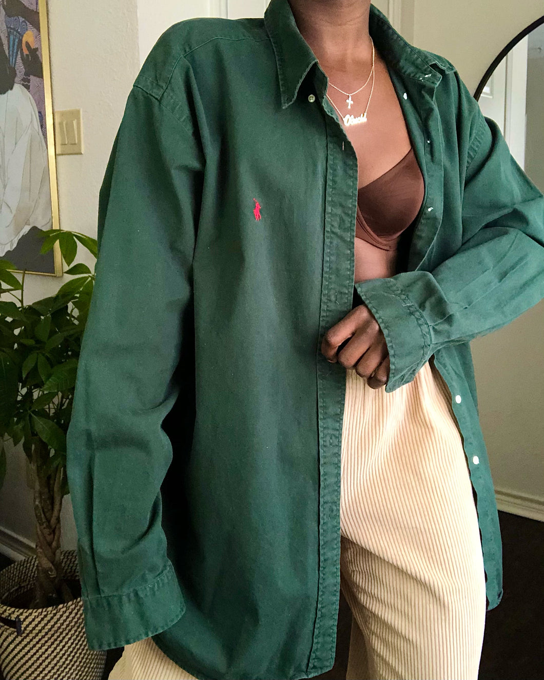 forest polo button up