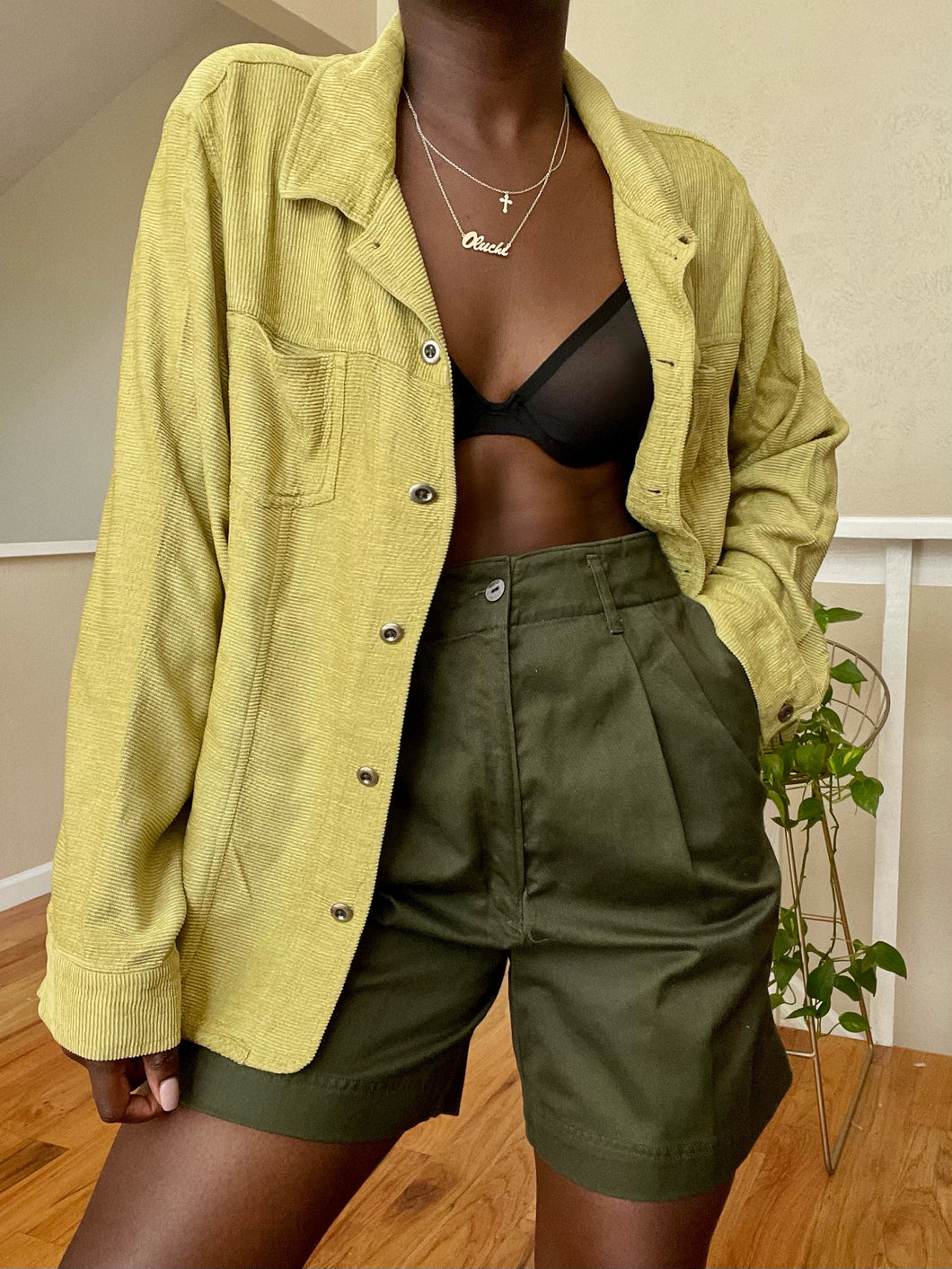 olive tailored shorts