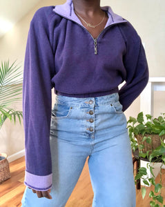 lavender reversible cropped quarter zip