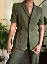 Load image into Gallery viewer, olive short sleeve suit
