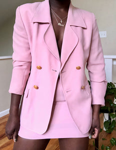 baby pink skirt suit