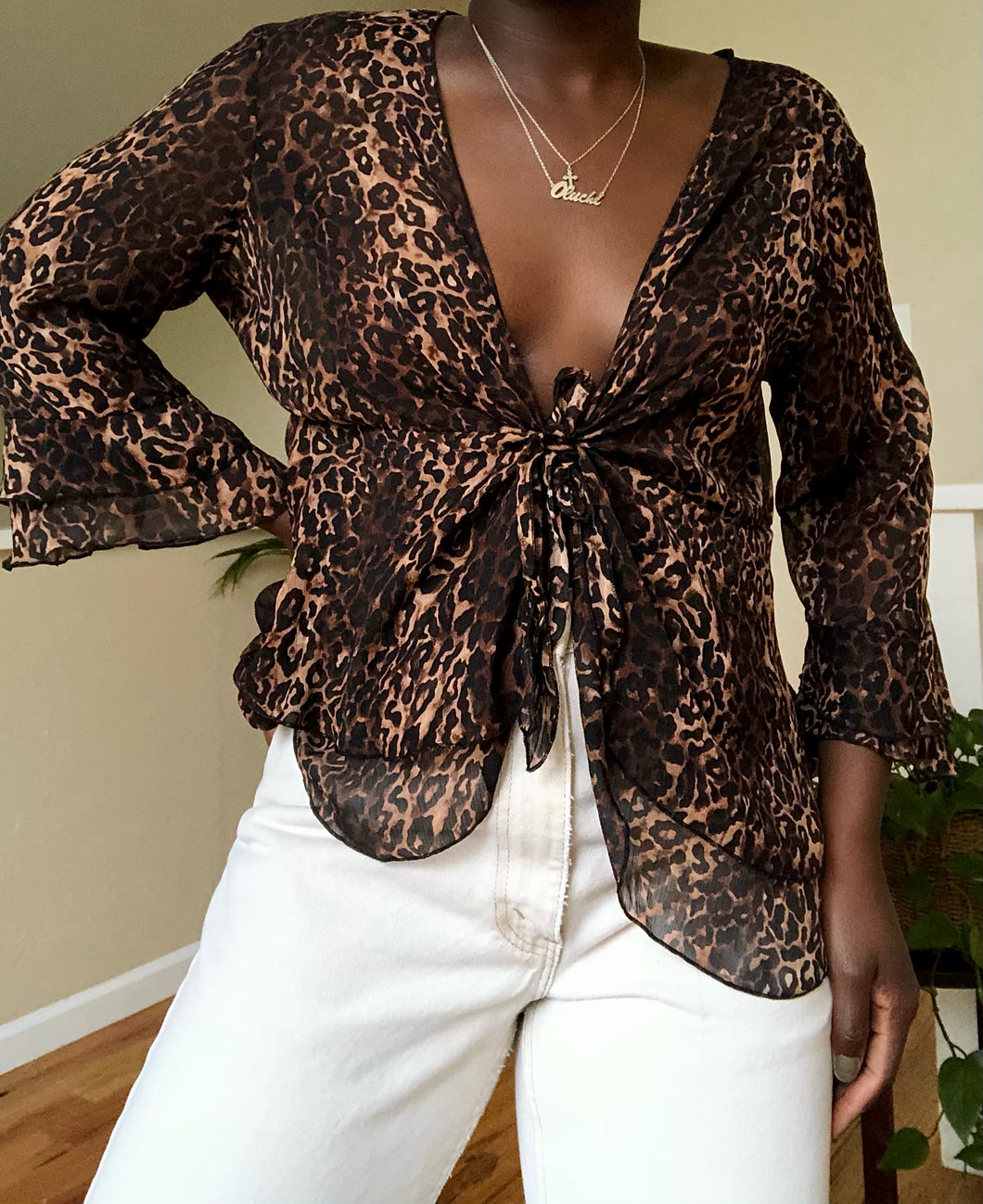 sheer cheetah blouse