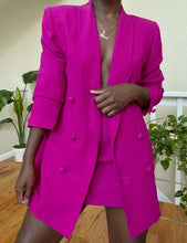 Load image into Gallery viewer, fuchsia double-breasted skirt suit
