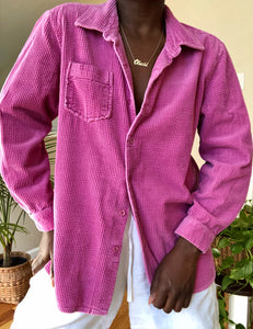 magenta wide wale corduroy button up
