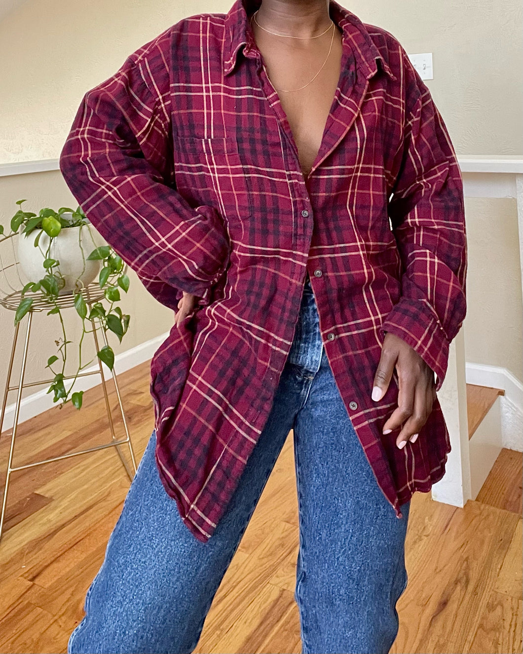 oversized maroon flannel