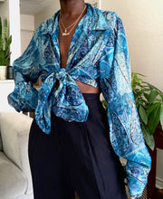 Load image into Gallery viewer, shades of blue silk blouse

